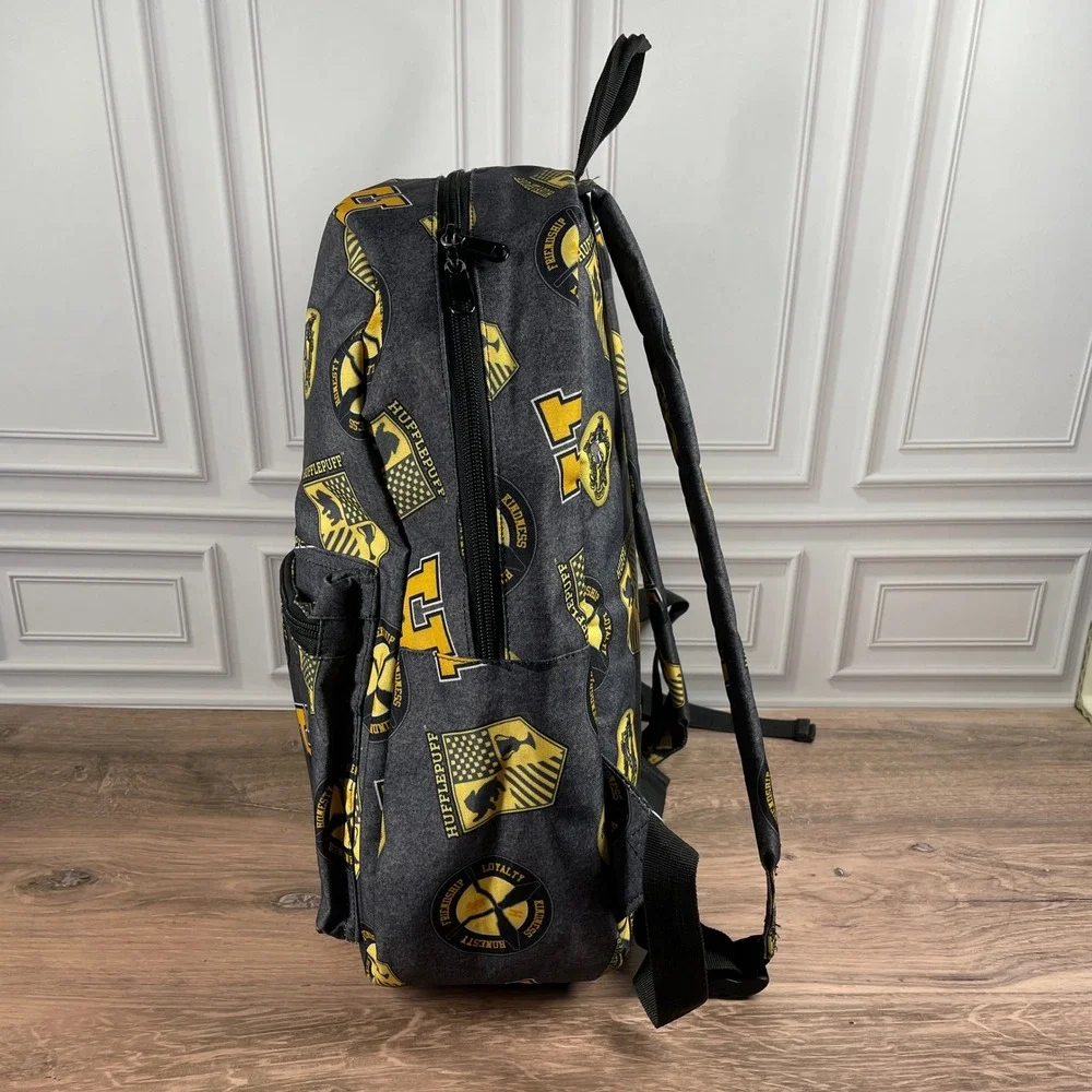 Harry Potter Hufflepuff Backpack Gray Yellow School Travel Laptop Bookbag Bag